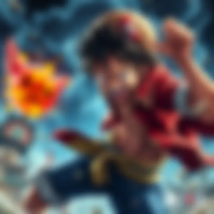 Luffy showcasing his unique fighting style and determination in a battle scene from One Piece