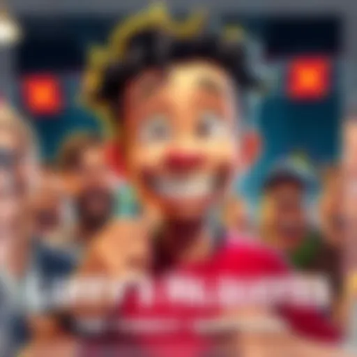 Luffy making a silly face while thinking about his quotes, surrounded by laughing fans