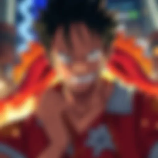 Luffy in Gear 5 Luffy showcasing his Gear 5 form with an intense expression, symbolizing a shift in his character's seriousness