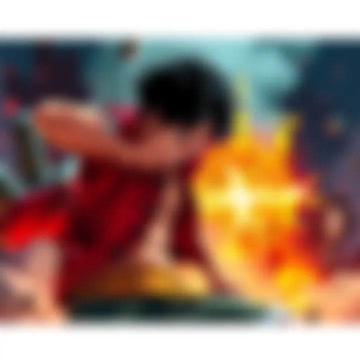 Luffy preparing a haki punch Luffy winds up for a powerful haki punch in a dramatic showdown against Imu