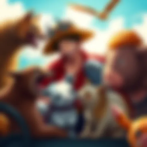 Luffy interacting with various animals, showcasing a mix of playfulness and care, raising questions about his treatment of animals in the series.