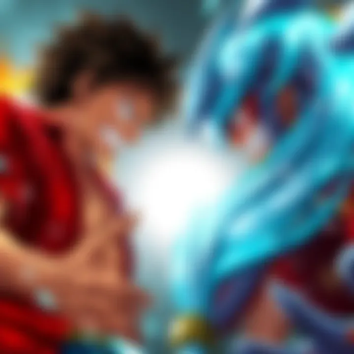 Luffy and Kizaru preparing for battle, showcasing their unique powers and expressions of determination.