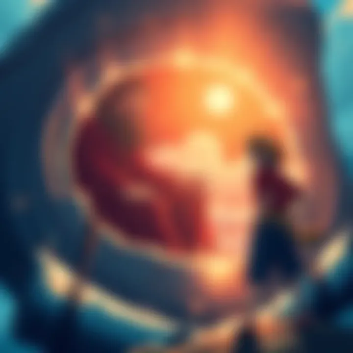 Luffy talks to a stern lighthouse keeper inside a giant whale