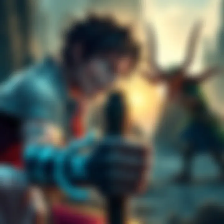 Luffy transforms with a fierce expression while Loki prepares for battle, set in a mystical Elbaf environment