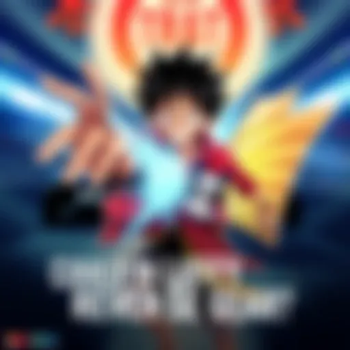 A dynamic illustration of Luffy from One Piece, depicted in an action pose suggesting his final transformation, inspired by automotive themes, with a background showing elements of speed and motion.