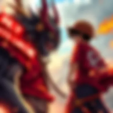 Luffy prepares for battle against Imugunko, showcasing his determination and strength in a dramatic setting.