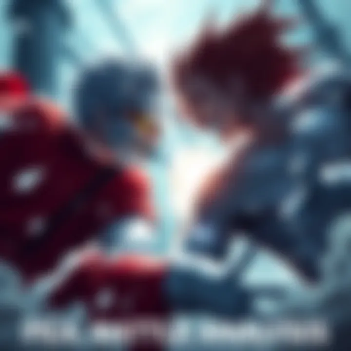 Luffy from One Piece clashing with Platinum Sperm from One Punch Man in an intense battle scene