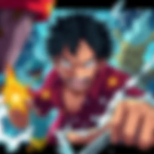 Luffy in battle during Water 7 arc Luffy facing off against opponents with a determined expression in a dramatic Water 7 setting