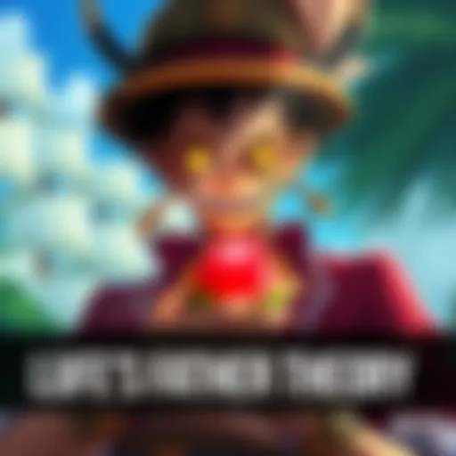 Luffy's Father Theory A depiction of Monkey D. Dragon with a mystical Zaza fruit, exploring the theory of gender transformation in One Piece.