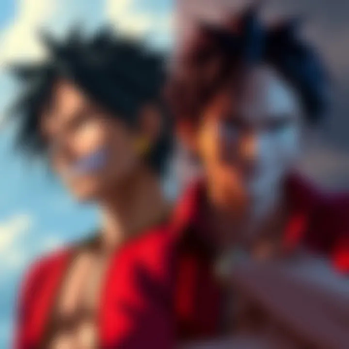 A side-by-side comparison of Luffy's character design from early episodes and a recent portrayal, highlighting the differences in style and expression.