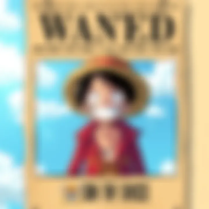 Luffy's wanted poster displayed with his signature straw hat and cheerful expression, catching the attention of fans.
