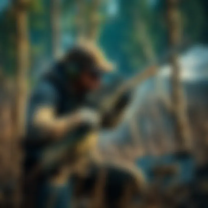 Luke Nichols armed with a Remington 700, surrounded by wilderness, preparing for a survival challenge in a popular open-world game setting.