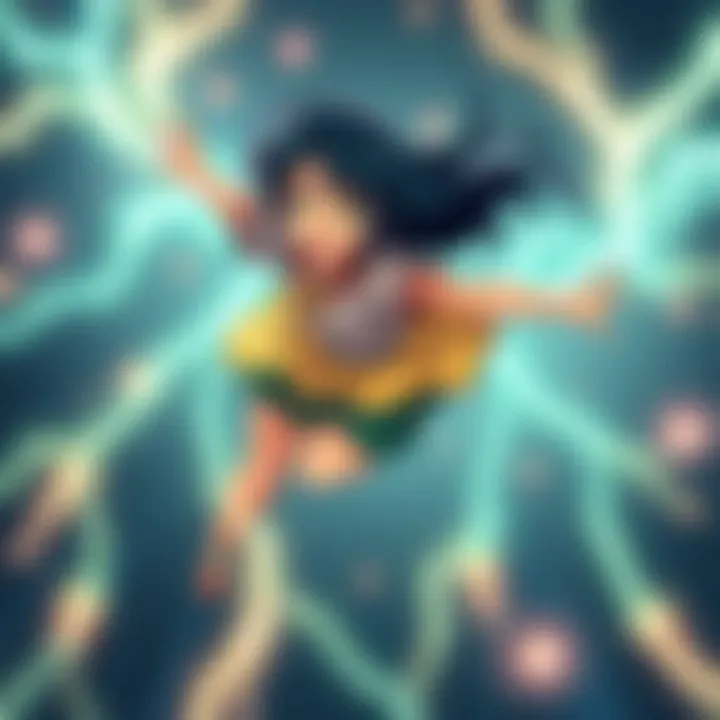 Lum from Urusei Yatsura flying with electric sparks around her