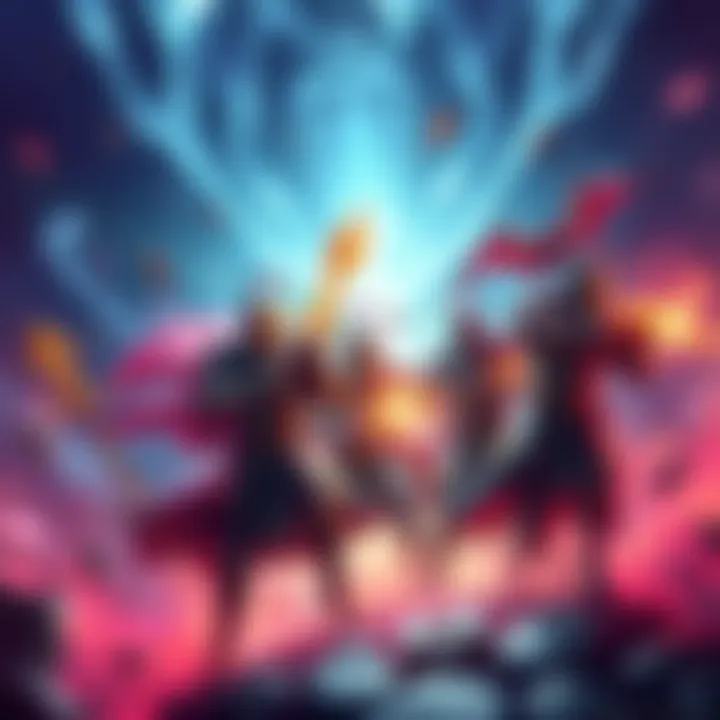 A group of Magic Knights showcasing their teamwork and unique abilities in a vibrant setting, creating a contrast with the Black Bulls.