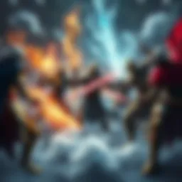 A group of diverse Magic Knights engaged in combat, showcasing their unique powers and skills, highlighting their growth and strength.