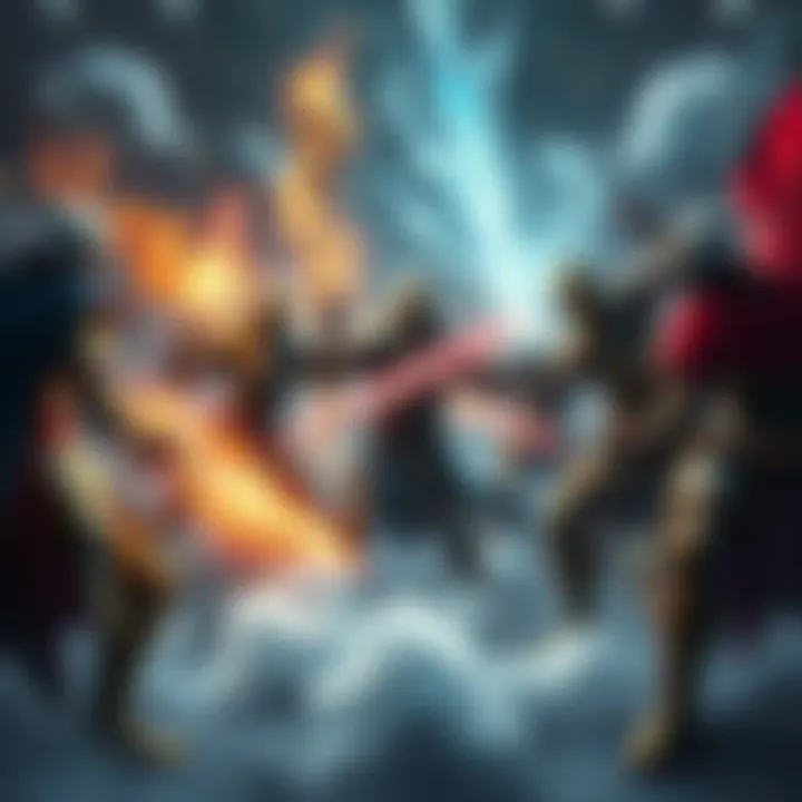 Magic Knights in Battle A group of diverse Magic Knights engaged in combat, showcasing their unique powers and skills, highlighting their growth and strength.