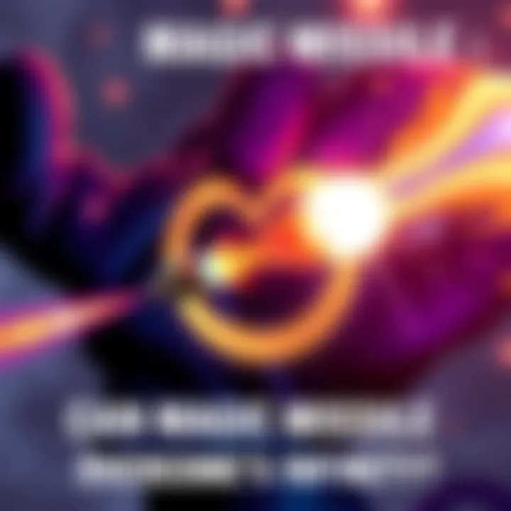 A colorful Magic Missile spell flying toward an aura of glowing infinity sign, symbolizing Gojo's defenses.