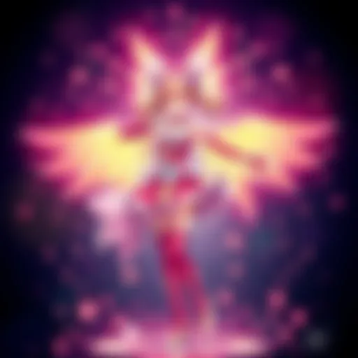 A magical girl in a bright costume surrounded by sparkles, transforming with a confident pose.