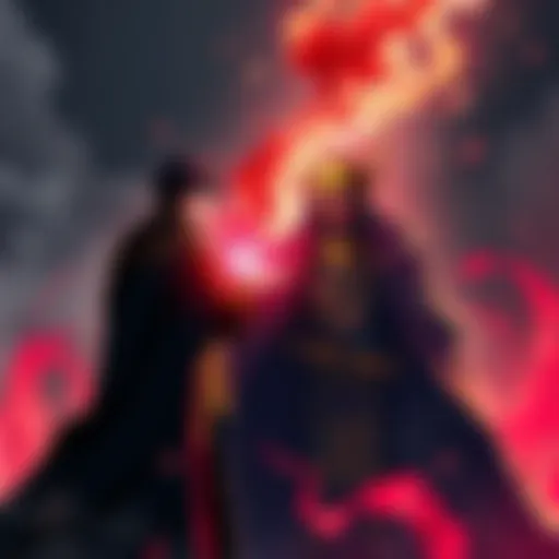 Mahito uses his idle transfiguration power against the Emperor of Mankind, who stands calmly.