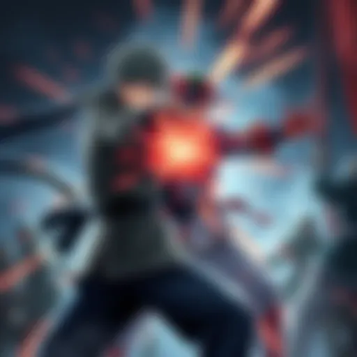 Mahito tries to hit Yuji but his attack is completely blocked. Yuji stands firm with a strong defensive stance, showing no signs of damage. The background shows the intensity of their battle.