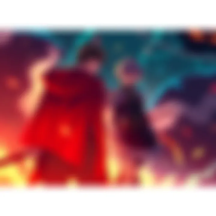 Mahito and Geto Discuss Strategy Mahito and Geto standing together, talking intensely about a dark strategy involving sorcerers and non-sorcerers.