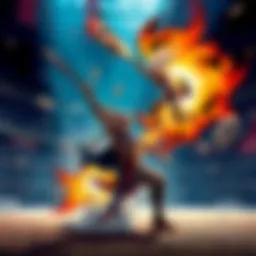Mahoraga battles a hero in the arena Mahoraga is shown in a fierce battle against a C Class hero in an arena, demonstrating his adaptability and strength as he moves through the Hero Association rankings.