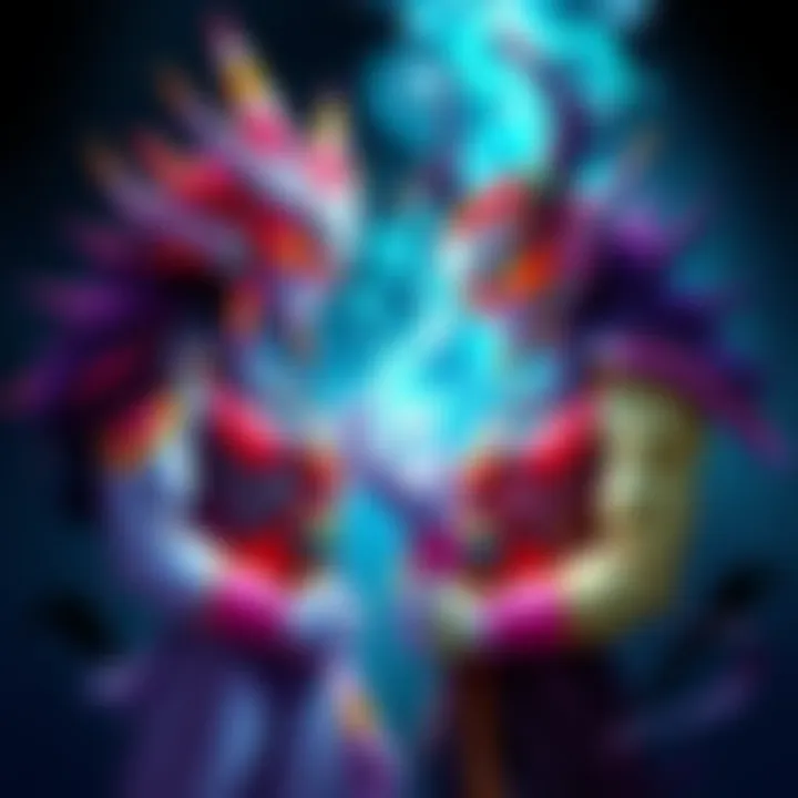 Artwork of Mahoraga and Dabura showcasing their unique designs in vibrant colors.