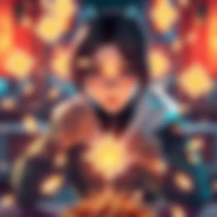 Mai creating bullets with a binding vow Mai focused on crafting bullets while surrounded by glowing symbols representing a binding vow