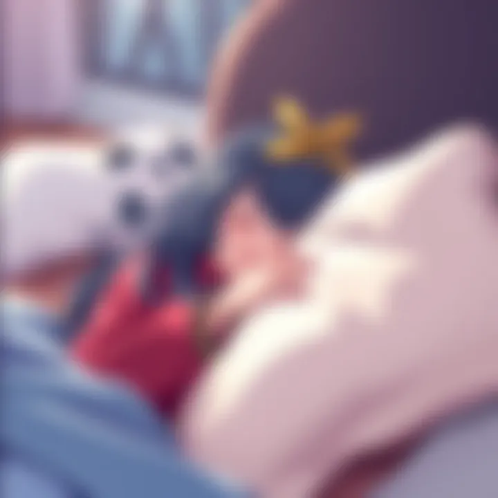 Maki relaxing and enjoying a cozy moment with her pillow, showcasing comfort and tranquility