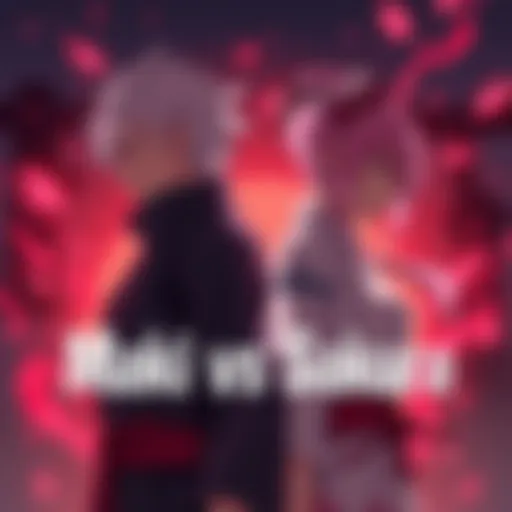 Maki and Sakura Comparison Maki and Sakura from Jujutsu Kaisen stand back-to-back, showcasing their contrasting characters and strengths in a tense atmosphere.