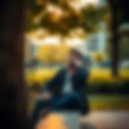 A man sitting thoughtfully in a park, looking contemplative as he considers his views on sexuality and identity.