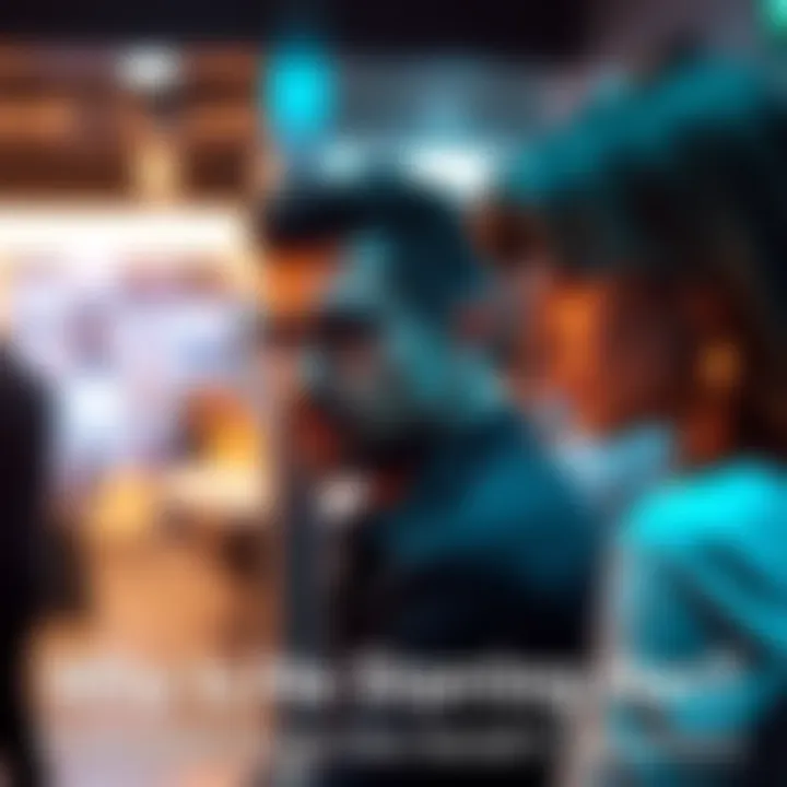 Man staring at woman in a social setting A man gazing at a woman across the room, showcasing body language in social interactions.