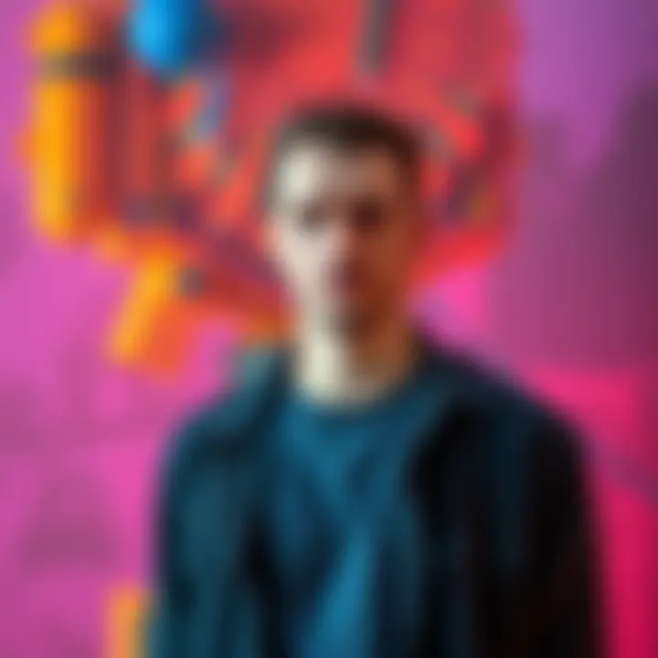 A man with a disappointed expression stands against a vibrant backdrop, symbolizing his lost charm after a revelation.