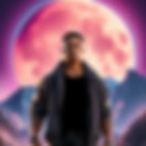 A man stands confidently in front of a vibrant Lunarian backdrop, expressing a strong sense of identity.