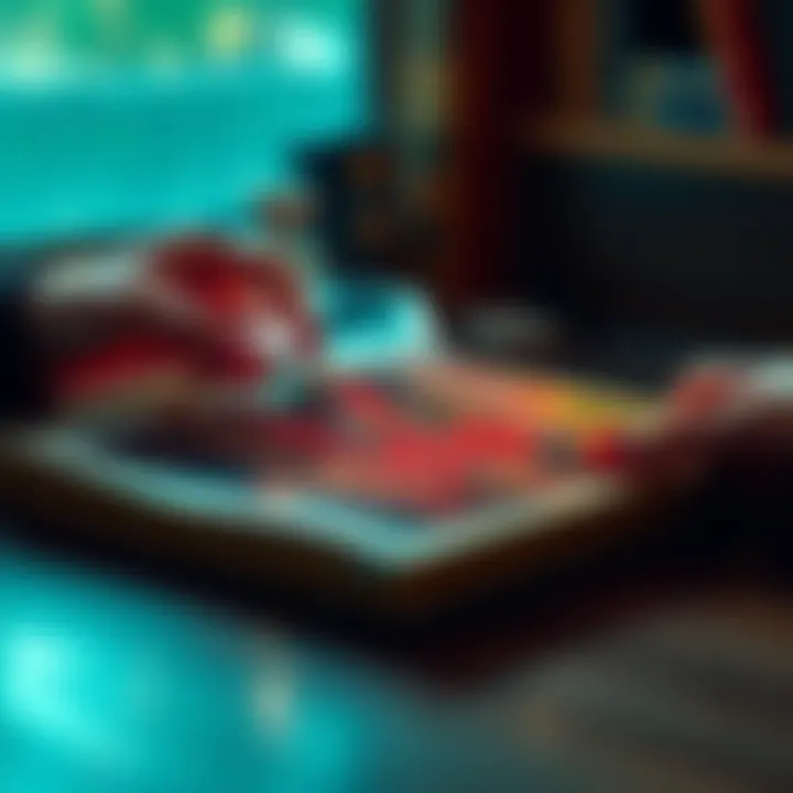 Hands applying protective cover to manga books to prevent yellowing