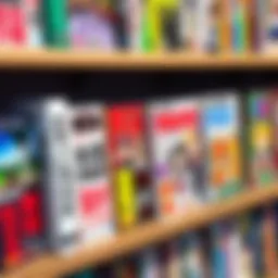 A colorful display of manga books on a shelf featuring titles like Wish, Tokyo Babylon, Mars, and Sailor Moon.