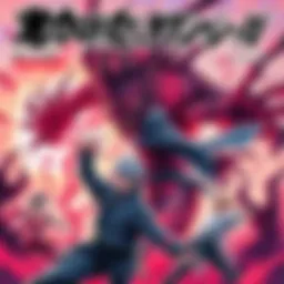 An intense fight scene from the manga showing main characters battling a Blood Devil, highlighting their determination and emotions.