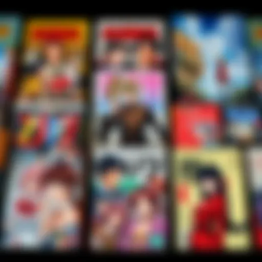 A collection of colorful manga book covers showcasing various art styles and engaging characters
