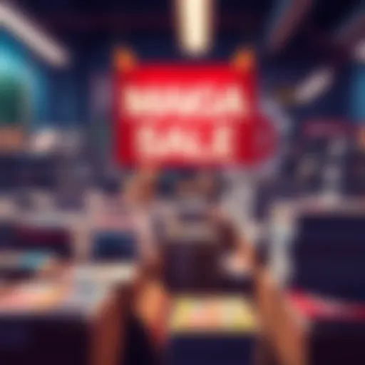 A collection of manga books available for sale, featuring popular series and neatly arranged in boxes.