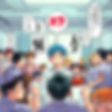 Manga Character Controversy A manga panel showing a character who is 14 years old, surrounded by mixed reactions from fans, some expressing shock and others laughing. The scene captures the debate over age in humor.
