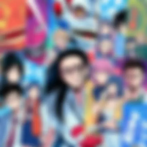 A collage of popular manga characters and scenes, showcasing various art styles and themes.
