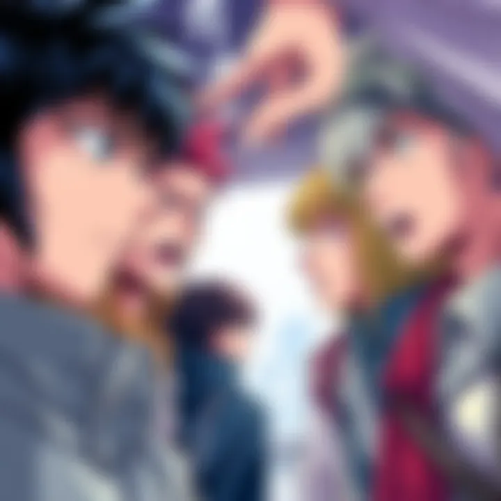 Manga characters showing expressions of tension and excitement, hinting at upcoming story developments