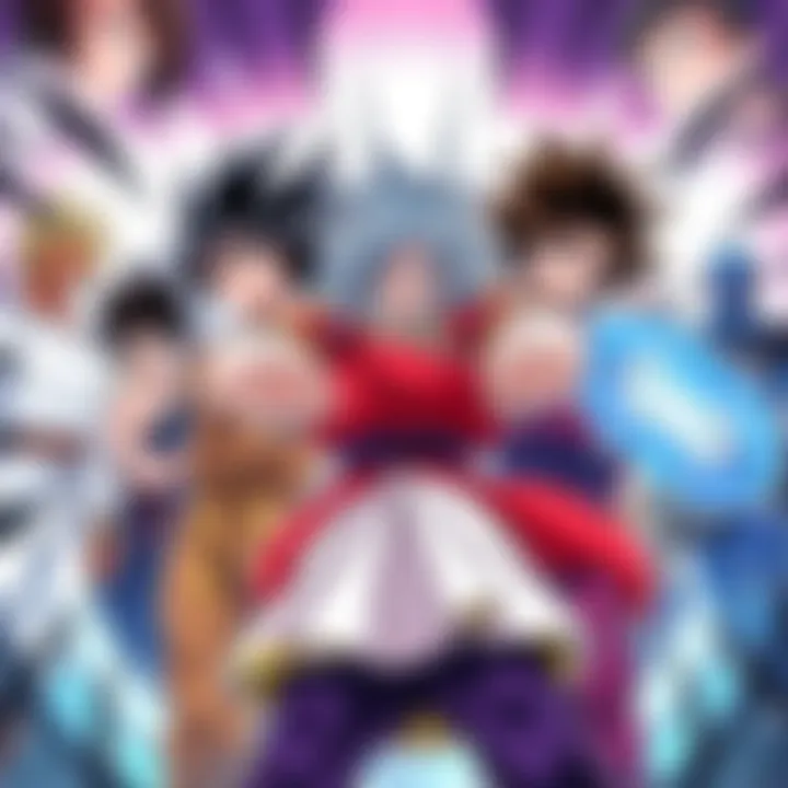 Popular manga characters stand ready for an epic showdown, showcasing their unique abilities and expressions of determination.