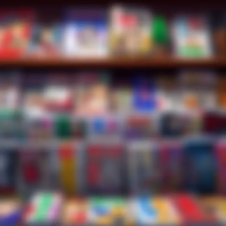 A colorful display of various manga books on a shelf, showcasing different genres and popular titles for 2025.