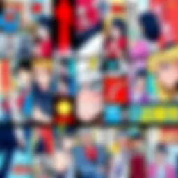 A colorful display of manga panels showcasing characters in vibrant scenes, representing ethical choices in downloading content.