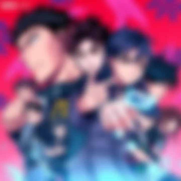 Cover illustration featuring main characters from the manga with dynamic poses and expressive faces, set against a vibrant background, capturing the essence of the story.