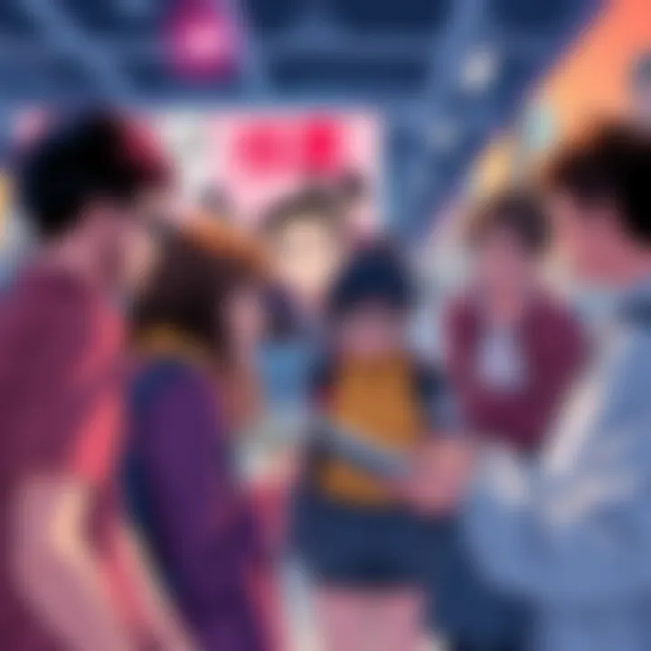 A group of people discussing a manga image, sharing clues and insights in a lively forum setting.