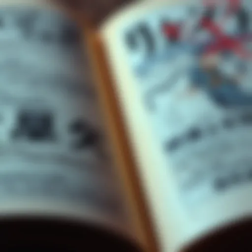 Close-up of a manga book with visible misprints, showing text and art errors