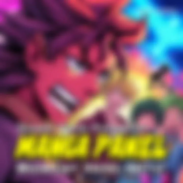A colorful manga panel featuring characters expressing strong emotions and vibrant backgrounds