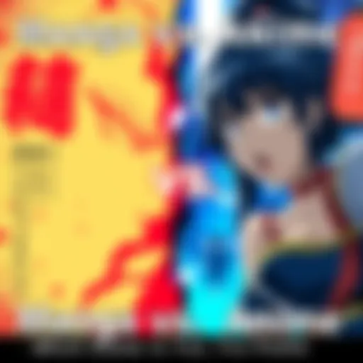 A split image showing a scene from manga on one side and anime on the other, highlighting differences in art style and presentation.